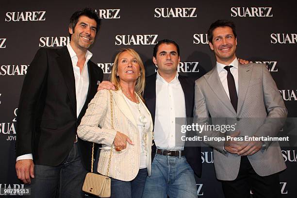 Jorge Fernandez, Marina Castano, Emiliano Suarez and Jaime Cantizano attend the presentation of Jewelry Suarez's new collection on April 29, 2010 in...