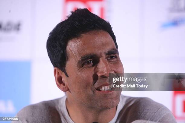Akshay Kumar at a promotional event for the film Houseful in New Delhi on Tuesday, April 27, 2010.