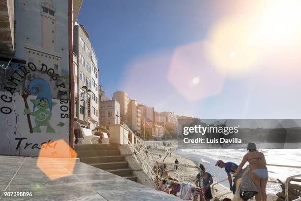 beach. malpica. a coruña. spain - coruña stock pictures, royalty-free photos & images