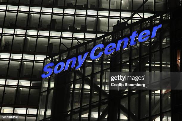 Logo hangs on the Sony Center building in Berlin, Germany, on Monday, April 26, 2010. South Korea's National Pension Service, the nation's biggest...