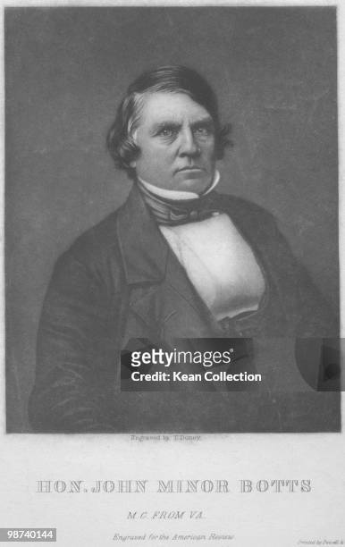An engraved portrait of politician and lawyer John Minor Botts , circa 1840.