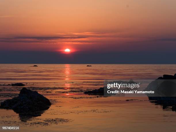 sunset at echizen coast - echizen stock pictures, royalty-free photos & images