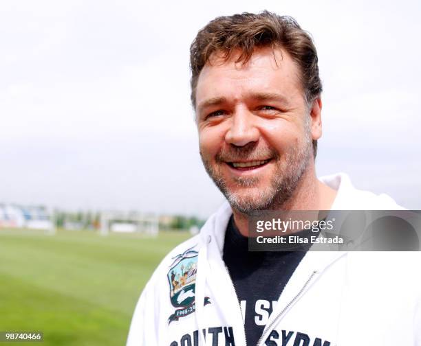 Actor Russell Crowe during a visit to Valdebebas on April 29, 2010 in Madrid, Spain.