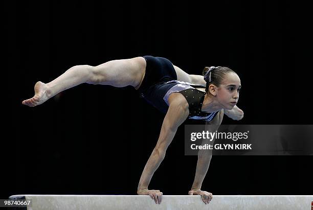 Marta Cuesta of Spain performs on the Beam during the Senior Women's qualification round, European Artistic Gymnastics Team Championships 2010,...