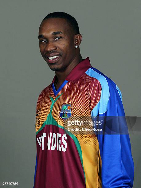 Dwayne Bravo of West Indies poses during a portrait session ahead of the ICC T20 World Cup at the Pegasus Hotel on April 26, 2010 in Georgetown,...