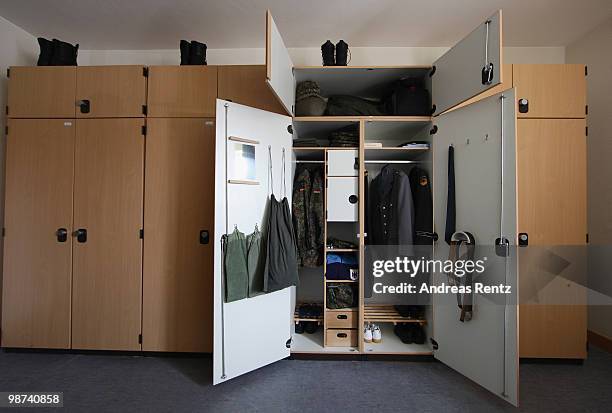 View of a locker of a young recruit of the German Bundeswehr is pictured in his living room during his nine months military service at the Julius...