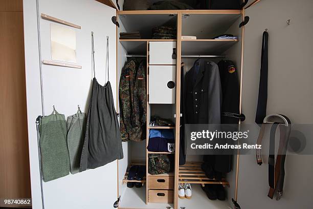 View of a locker of a young recruit of the German Bundeswehr is pictured in his living room during his nine months military service at the Julius...