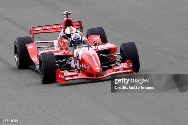 David Coulthard takes out Martin Brundle for a few laps in a specially converted two seater car during the launch of the new Grand Prix circuit at...