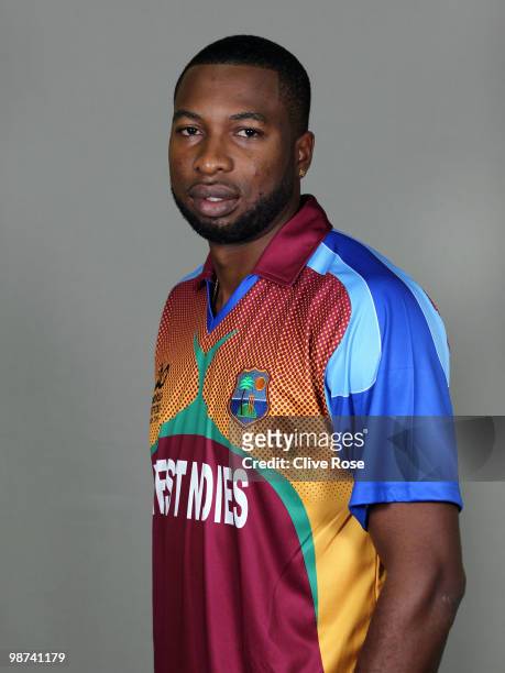 Kieron Pollard of West Indies poses during a portrait session ahead of the ICC T20 World Cup at the Pegasus Hotel on April 26, 2010 in Georgetown,...