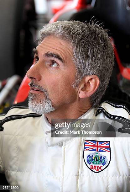 Damon Hill looks on during the launch of the new Grand Prix circuit at Silverstone on April 29, 2010 in Northampton, England.