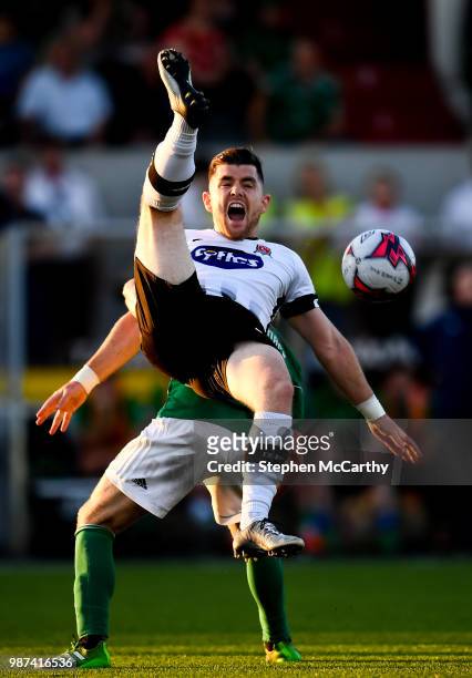 Louth , Ireland - 29 June 2018; Ronan Murray of Dundalk in action against Conor McCormack of Cork City during the SSE Airtricity League Premier...