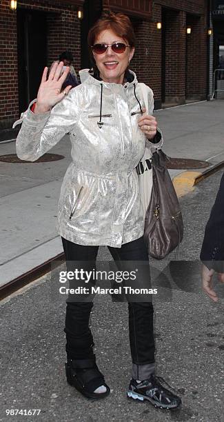 Susan Sarandon is seen getting into a taxicab in midtown Manhattan on April 28, 2010 in New York, New York.