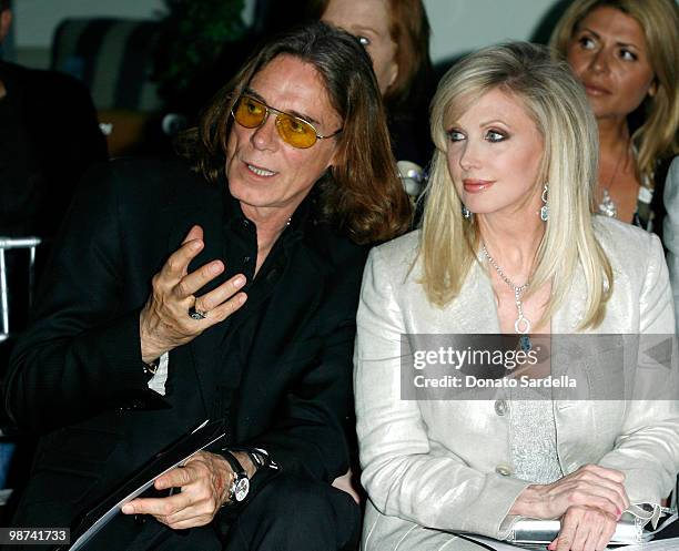 Stylist George Blodwell and actress Morgan Fairchild attend the debut of Chagoury Couture by designer Gilbert A. Chagoury held at the Pacific Design...