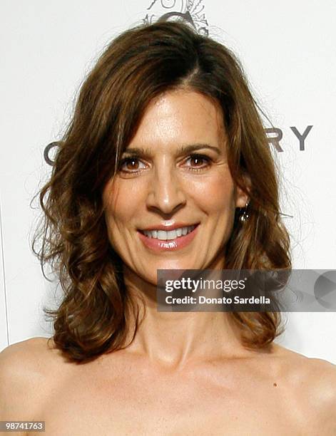 Actress Perrey Reeves arrives at the debut of Chagoury Couture by designer Gilbert A. Chagoury held at the Pacific Design Center on April 28, 2010 in...