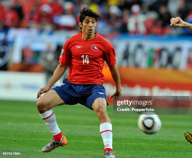 Matias Fernandez of Chile in action during the FIFA World Cup Group H match between Chile and Switzerland at the Nelson Mandela Bay Stadium on June...