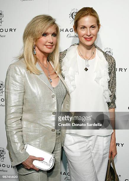 Actresses Morgan Fairchild and Kelly Rutherford arrive at the debut of Chagoury Couture by designer Gilbert A. Chagoury held at the Pacific Design...