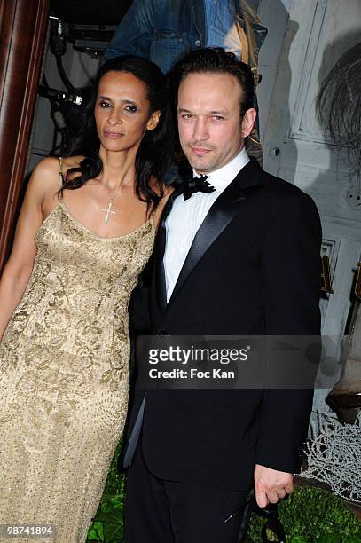 Actors Karine Silla and Vincent Perez attend the Ralph Lauren Dinner To Celebrate Flagship Opening at Ralph Lauren St Germain Store on April 14, 2010...