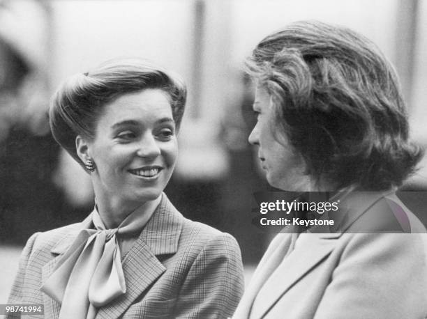 Queen Noor of Jordan with Mildred Scheel , wife of German Federal President Walter Scheel, November 1978. The Queen is on an official visit to West...