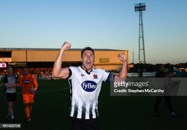 Louth , Ireland - 29 June 2018; Brian Gartland of Dundalk celebrates his side's victory following the SSE Airtricity League Premier Division match...