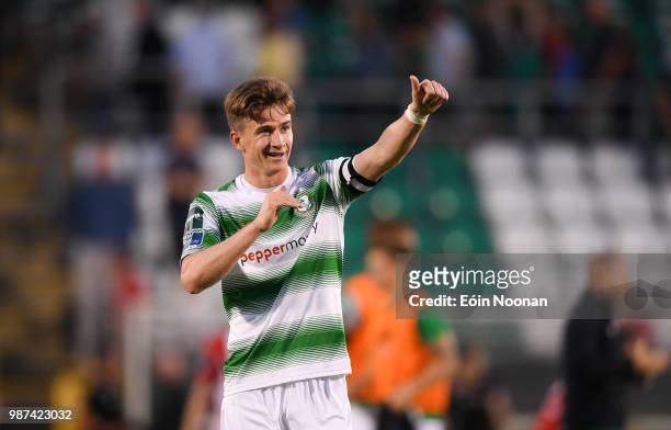 Dublin , Ireland - 29 June 2018; Ronan Finn of Shamrock Rovers acknowledges the supporters following the SSE Airtricity League Premier Division match...