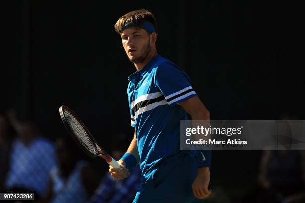 Jared Donaldson of USA against Fernando Verdasco of Spain during the GANT Tennis Championships on June 29, 2018 in London, England.