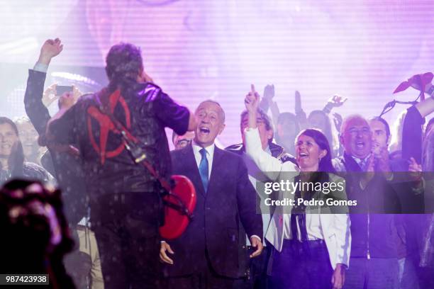 Portuguese band Xutos e Pontapes performs on Mundo stage with numerous guests including portuguese President Marcelo Rebelo de Sousa, prime minister...