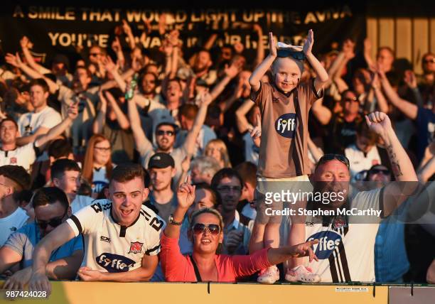 Louth , Ireland - 29 June 2018; Dundalk supporters including Katie McCann and Niall Hegarty, right, celebrate following the SSE Airtricity League...