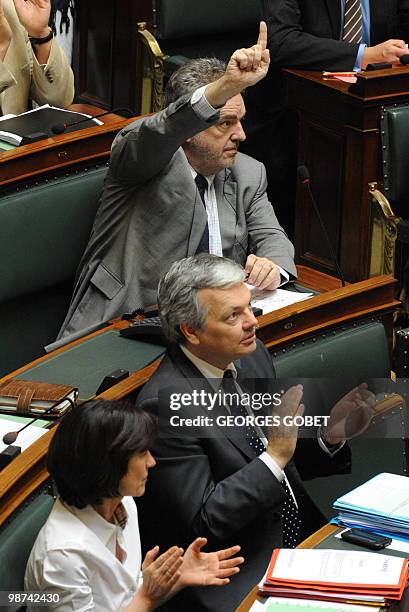 Vlaams Belang chamber member Gerolf Annemans and MR chairman Didier Reynders attend the start of a parilament session, on 29 April 2010. Last Monday,...