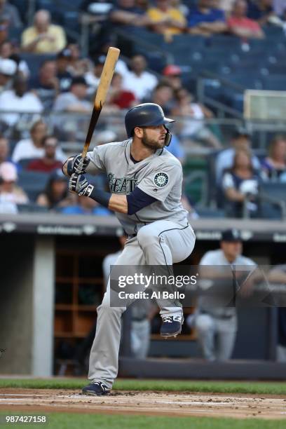 Nelson Cruz of the Seattle Mariners bats against the New York Yankees during their game at Yankee Stadium on June 19, 2018 in New York City.