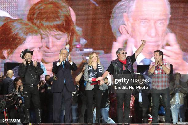 Portugal's President Marcelo Rebelo de Sousa attends the Portuguese rock band Xutos &amp; Pontapes concert in tribute to the late guitarist Ze Pedro,...