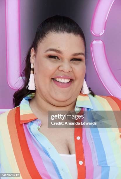 Actress Britney Young attends the cast of Netflix's "Glow" Season 2 Premiere 80's takeover celebration on Muscle Beach on June 29, 2018 in Venice,...