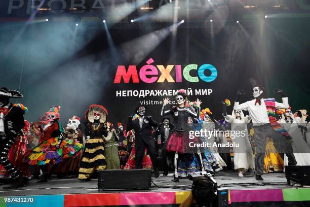 Participants attend event The day of the Dead at the Moscow Gostiny Dvor in Moscow , Russia on June 30 2018.