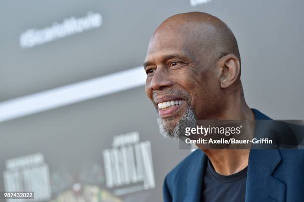 Retired basketball player Kareem Abdul-Jabbar attends Columbia Pictures' 'Sicario: Day of the Soldado' Premiere at Regency Village Theatre on June...