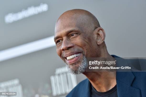 Retired basketball player Kareem Abdul-Jabbar attends Columbia Pictures' 'Sicario: Day of the Soldado' Premiere at Regency Village Theatre on June...