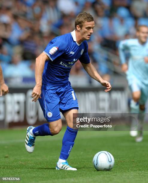 Andy King of Leicester City in action during the Championship League match between Coventry City and Leicester City at the Ricoh Arena in Coventry on...