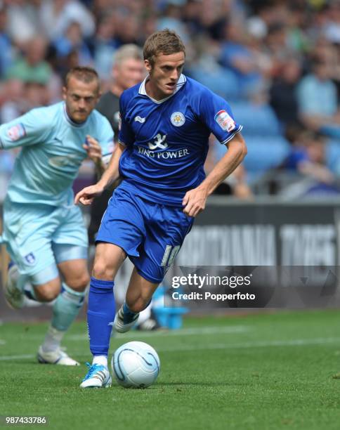 Andy King of Leicester City in action during the Championship League match between Coventry City and Leicester City at the Ricoh Arena in Coventry on...