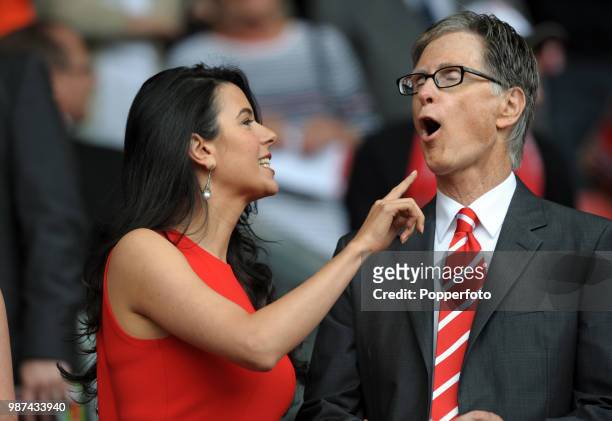 Liverpool owner John W Henry and his wife Linda Pizzuti in the stands during the Barclays Premier League match between Liverpool and Sunderland at...