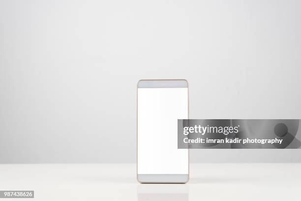 mobile phone in white background - phone blank screen stock pictures, royalty-free photos & images