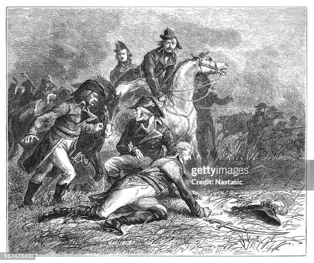 death of general desaix in the battle of marengo (1800) - image date stock illustrations