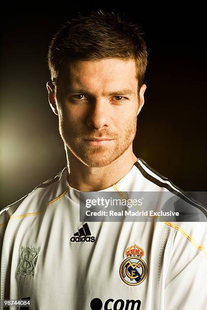 Xabi Alonso of Real Madrid poses during a photo session at the Bernabeu Stadium on November 26, 2010 in Madrid, Spain.