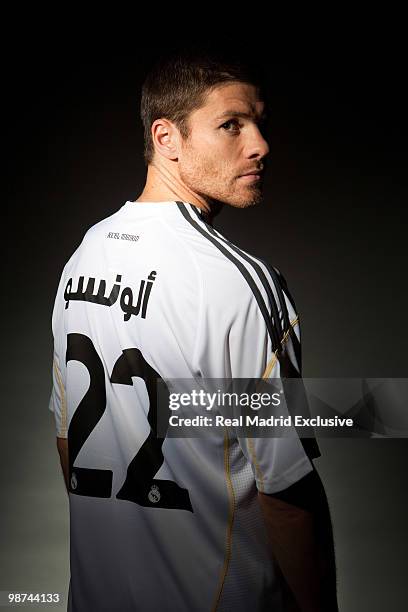 Xabi Alonso of Real Madrid poses during a photo session at the Bernabeu Stadium on November 26, 2010 in Madrid, Spain.