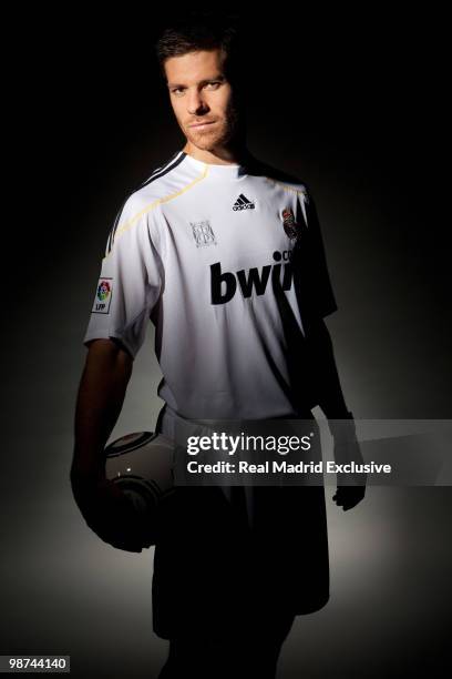 Xabi Alonso of Real Madrid poses during a photo session at the Bernabeu Stadium on November 26, 2010 in Madrid, Spain.