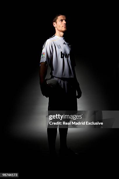 Xabi Alonso of Real Madrid poses during a photo session at the Bernabeu Stadium on November 26, 2010 in Madrid, Spain.