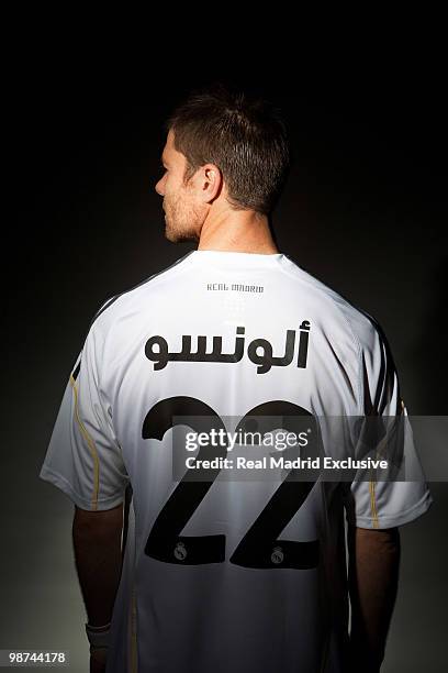 Xabi Alonso of Real Madrid poses during a photo session at the Bernabeu Stadium on November 26, 2010 in Madrid, Spain.