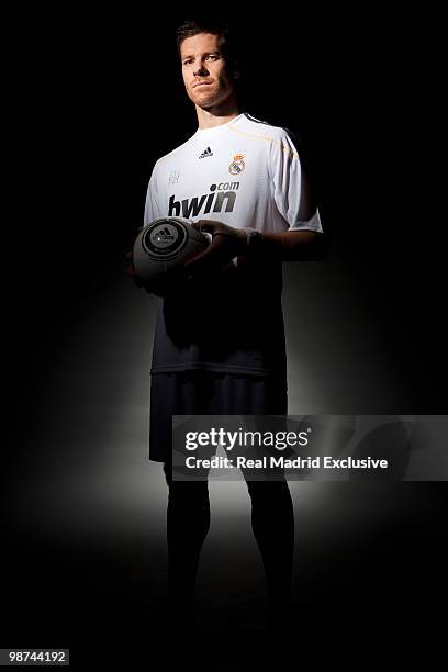 Xabi Alonso of Real Madrid poses during a photo session at the Bernabeu Stadium on November 26, 2010 in Madrid, Spain.