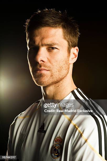 Xabi Alonso of Real Madrid poses during a photo session at the Bernabeu Stadium on November 26, 2010 in Madrid, Spain.