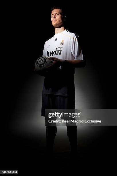 Xabi Alonso of Real Madrid poses during a photo session at the Bernabeu Stadium on November 26, 2010 in Madrid, Spain.