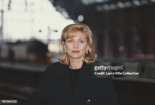 English actress Amanda Redman pictured on location at St Pancras station in London, 12th February 1996.