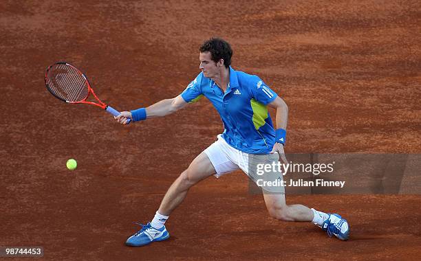 Andy Murray of Great Britain in action against David Ferrer of Spain during day five of the ATP Masters Series - Rome at the Foro Italico Tennis...