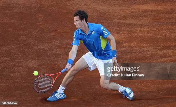 Andy Murray of Great Britain in action against David Ferrer of Spain during day five of the ATP Masters Series - Rome at the Foro Italico Tennis...